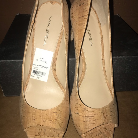 Via Spiga open toe cork pumps- NEW - Picture 3 of 4